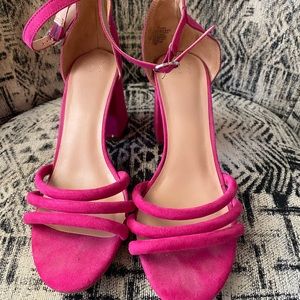 Pink Suede Block heel sandal
